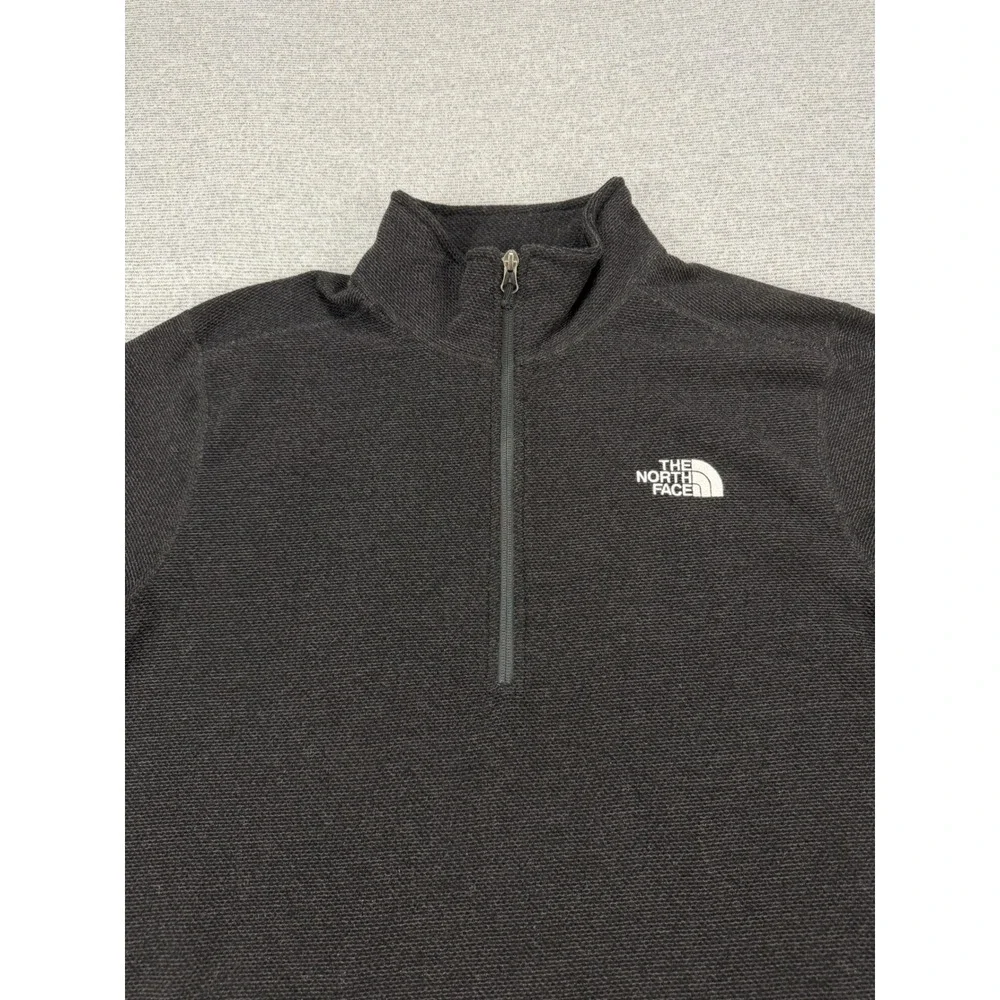 The North Face Mens Large Charcoal Grey Quarter Zip Fleece Pullover Sweater